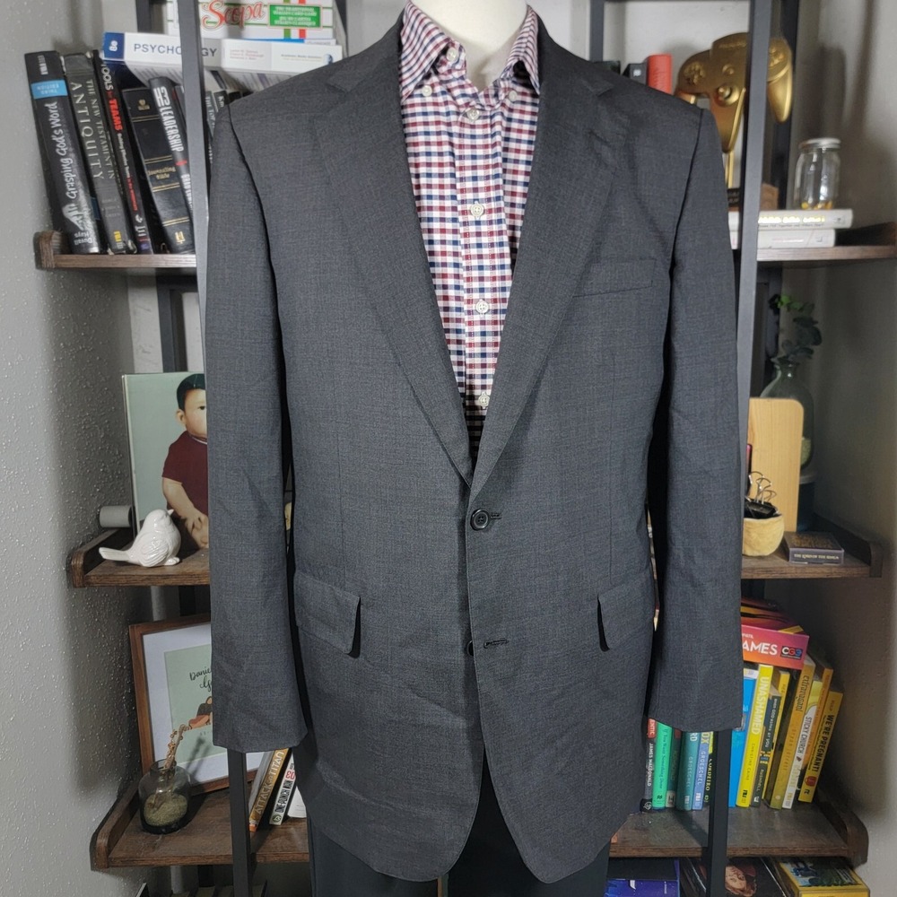 Brooks Brothers Brooksease Men's Sport Coat Blazer Two Button Charcoal Wool 43L